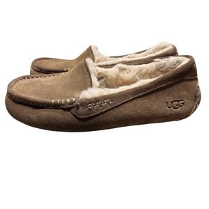 UGG Women Size 8 Brown Ansley Suede Moccasin Slippers 1106878 Cozy Boho